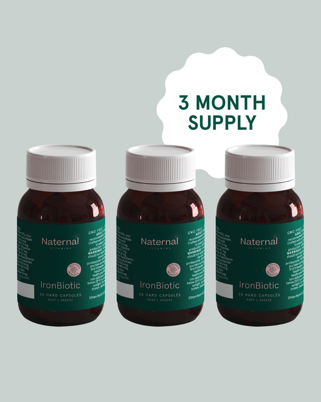 IronBiotic Natural Iron Supplements | Iron Bisglcyinate with probiotic ...
